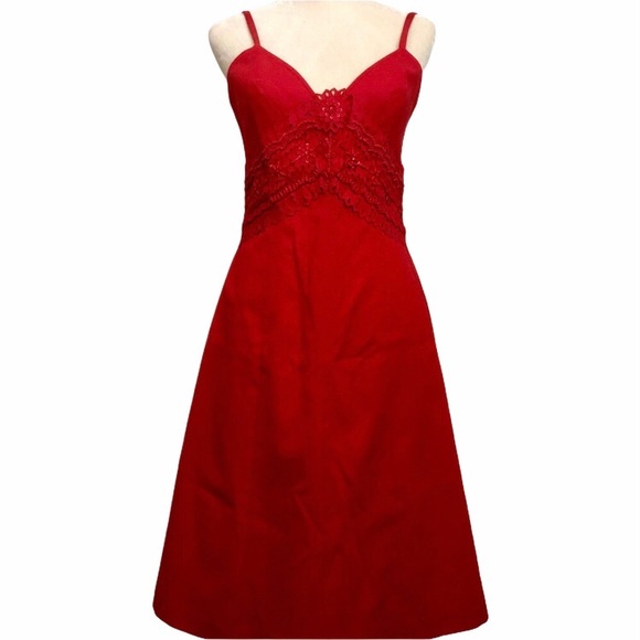 Carolina Herrera Dresses & Skirts - Carolina Herrera Red Cotton Embellished Su…